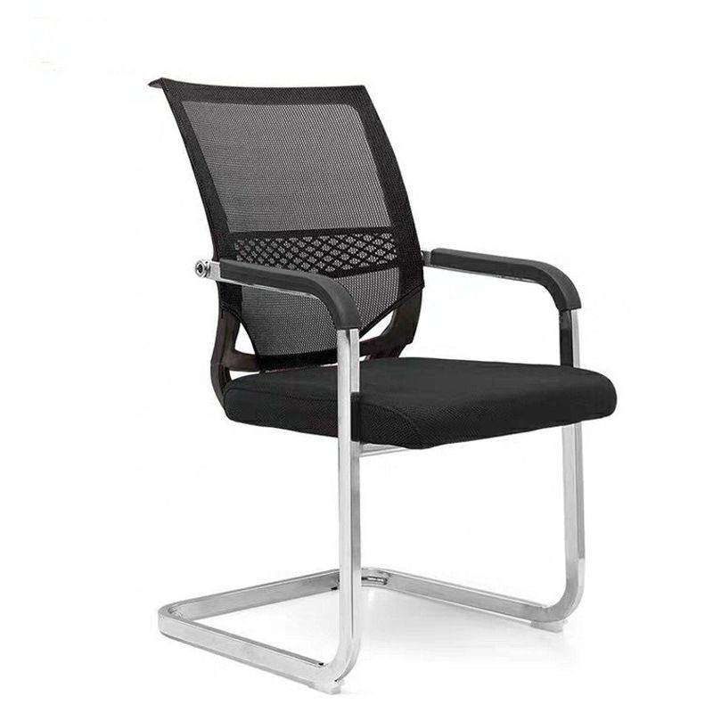 Contemporary Mid-Back Arm Chair Black Conference Microfiber Office Chair