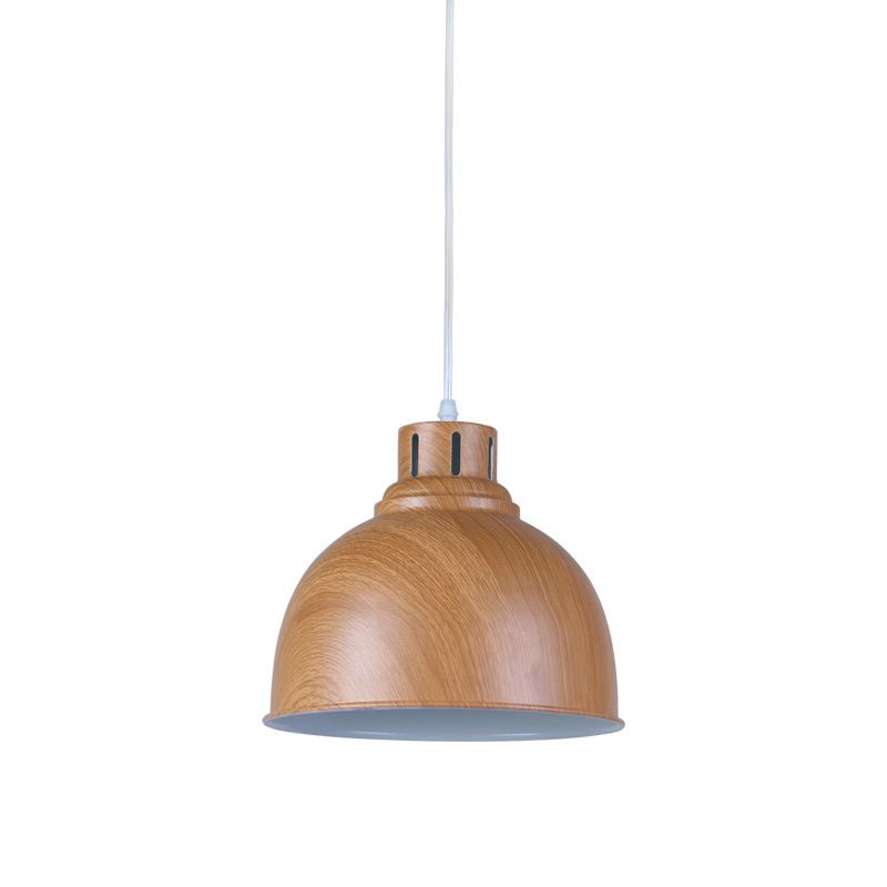 Aluminum Brown Drop Pendant Domed Shade 1-Head Vintage Down Lighting for Dining Room