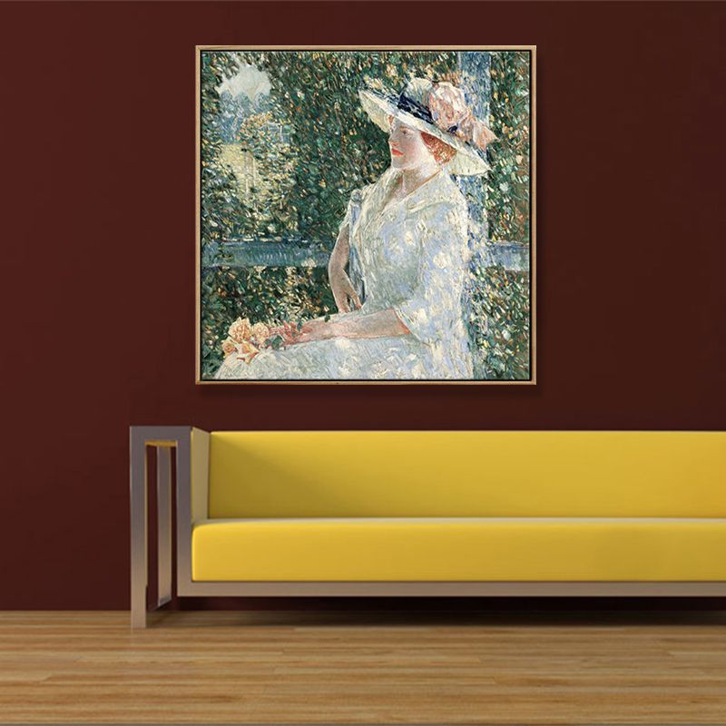 Lady Wall Art Decor Soft Color Vintage Square Canvas Print for Dining Room, Multiple Sizes