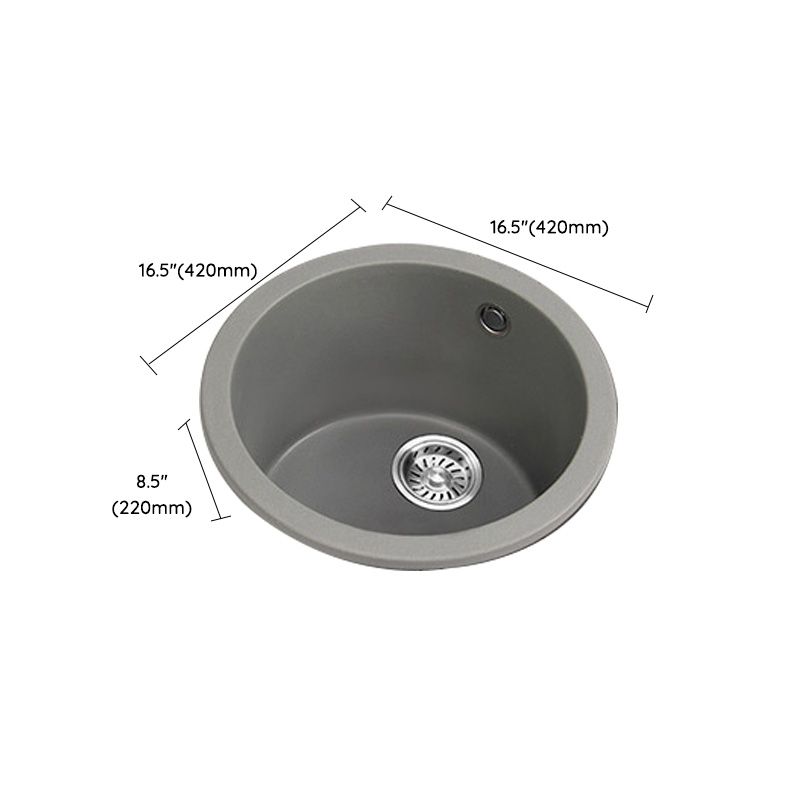 Single Bowl Kitchen Sink Granite Round Sink with Basket Strainer