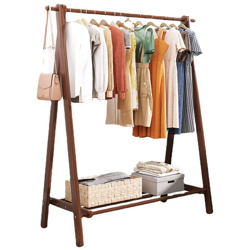 Wood Entryway Hall Tree Storage Shelves Hall Stand with Hanging Rail Coat Rack