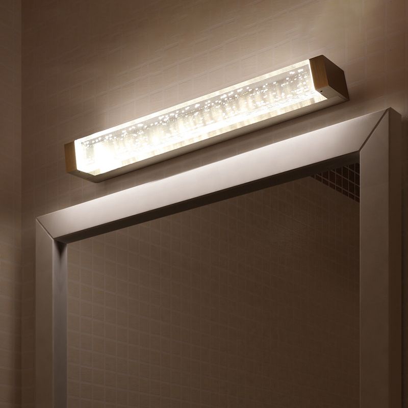 Lámpara de montaje de pared de baño rectangular Cristal transparente de 12.5 "/18" W LED Tocador contemporáneo Luz de espejo en blanco