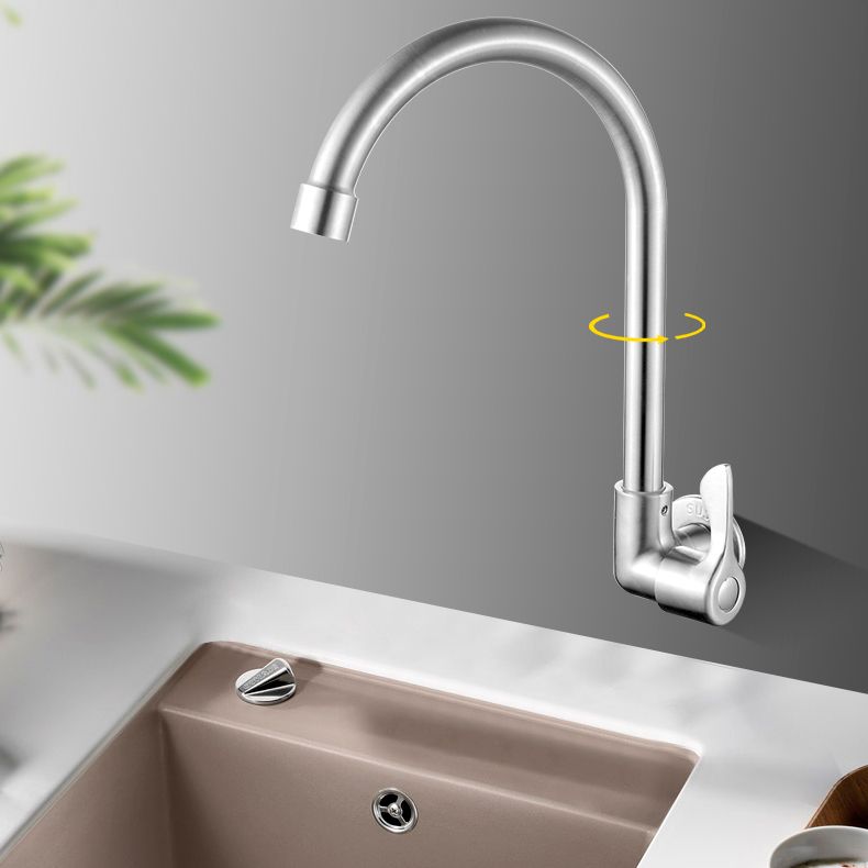 Modern Bridge Faucet 304 Stainless Steel Knob Handle Swivel Spout Wall Mounted Faucet