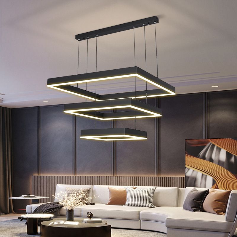 Modern Minimalist Style Squared Ceiling Pendant Light Acrylic Hanging Lamps for Living Room