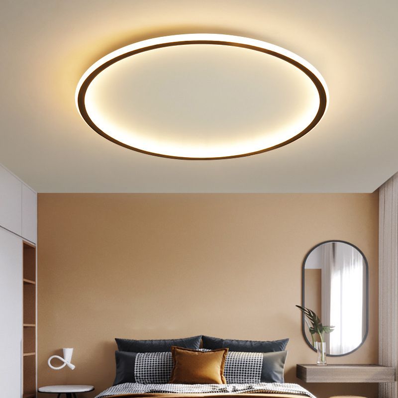 Modern Simplicity LED Ceiling Light Aluminium Circular Flush Mount with Silicone Shade