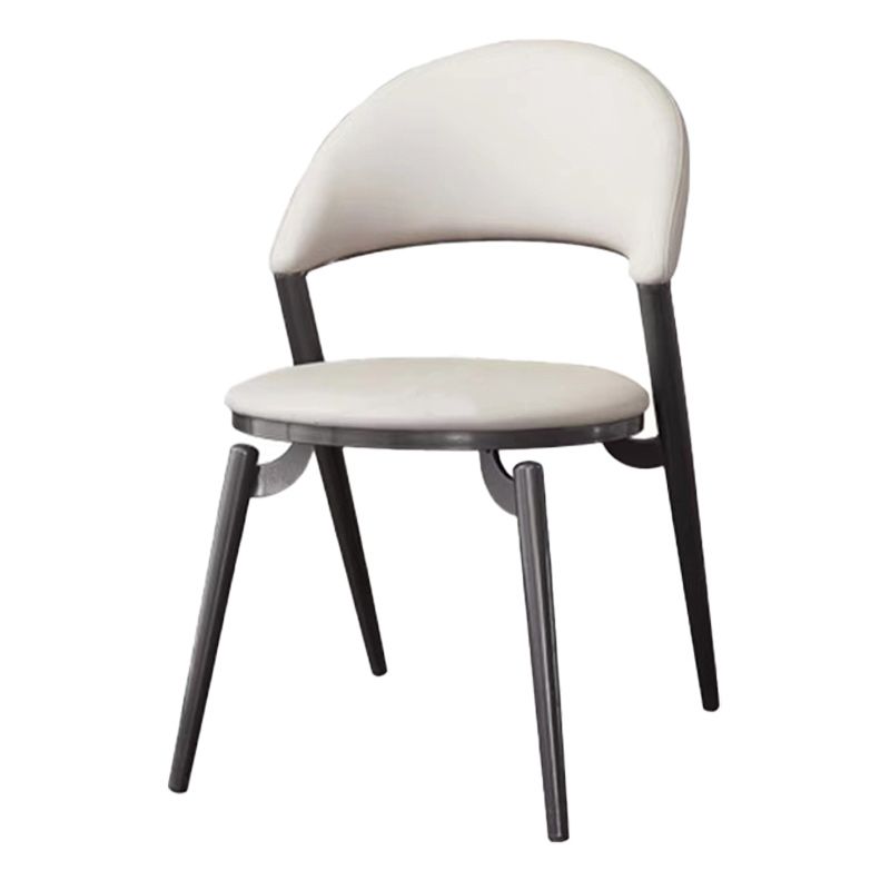 Minimalist Style Armless Open Back Side Chairs Faux Leather Dining Chairs