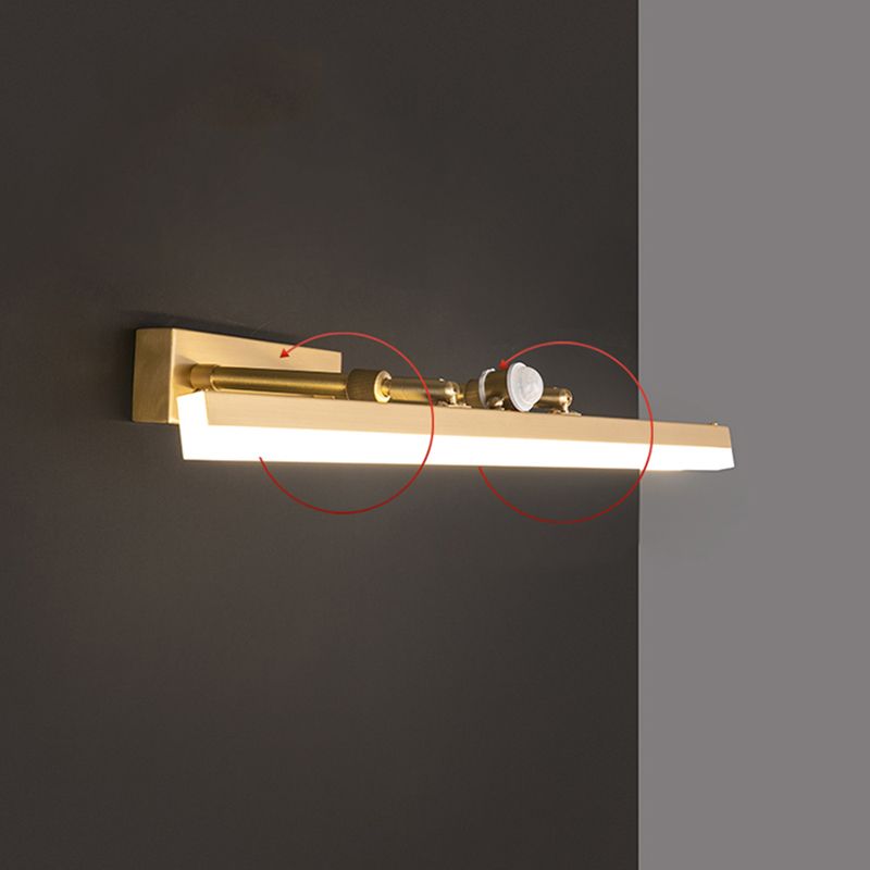 Modern Luxury Style Streamlined Wall Mounted Vanity Lights Copper Vanity Wall Light Fixtures with Intelligent Sensor