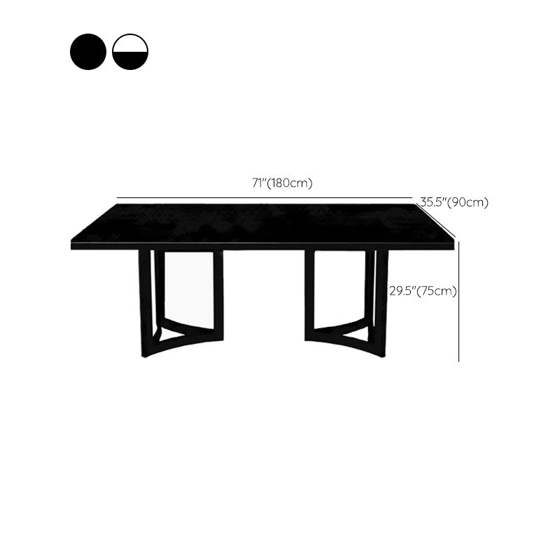 Traditional Luxury Pedestal Table Rectangle Dining Table with Metal Base