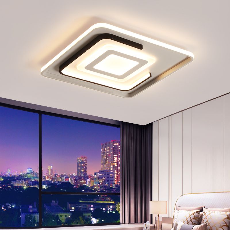 Acrylic Rectangular Ceiling Light Modern LED Flush Mount in Warm/White Light for Living Room, 18"/21.5"/35.5" Wide