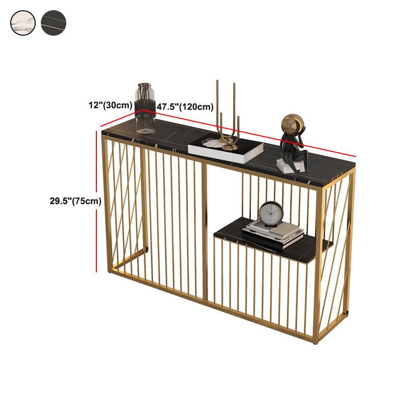 Contemporary Stone Console Sofa Table Rectangle Stain Resistant End Table for Hall