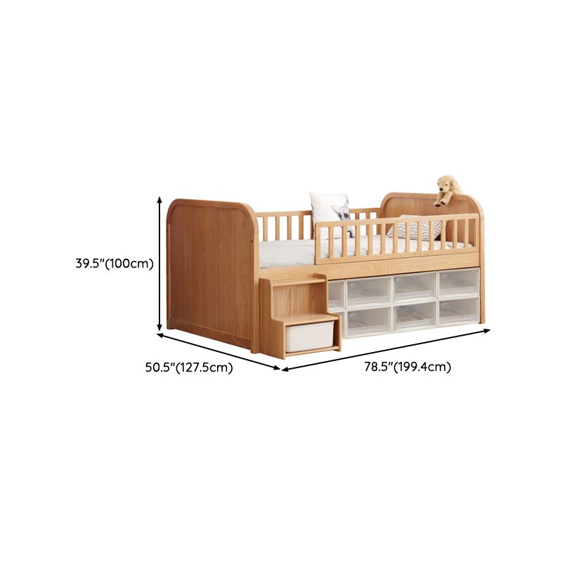 Natural Baby Crib Solid Wood Crib Nursery Bed with Guardrails