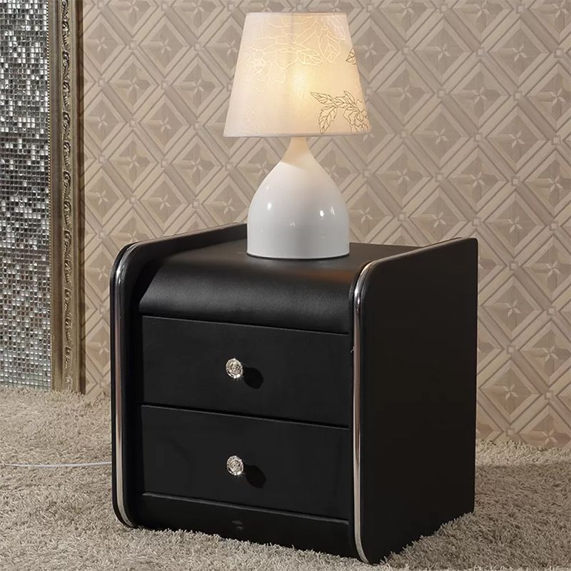 Faux Wood Accent Table Nightstand Contemporary Night Table with Drawers