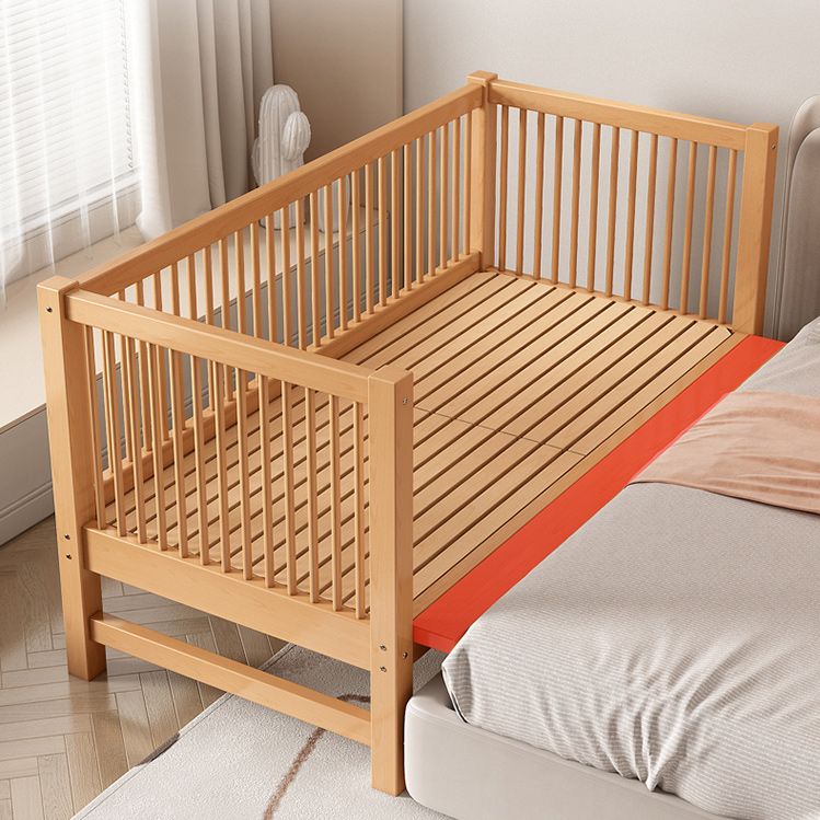 Traditional Beech Nursery Bed Natural Baby Crib with Guardrail