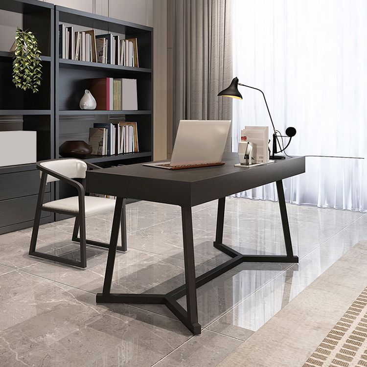 Contemporary Writing Desk Solid Wood Office Desk with Drawers