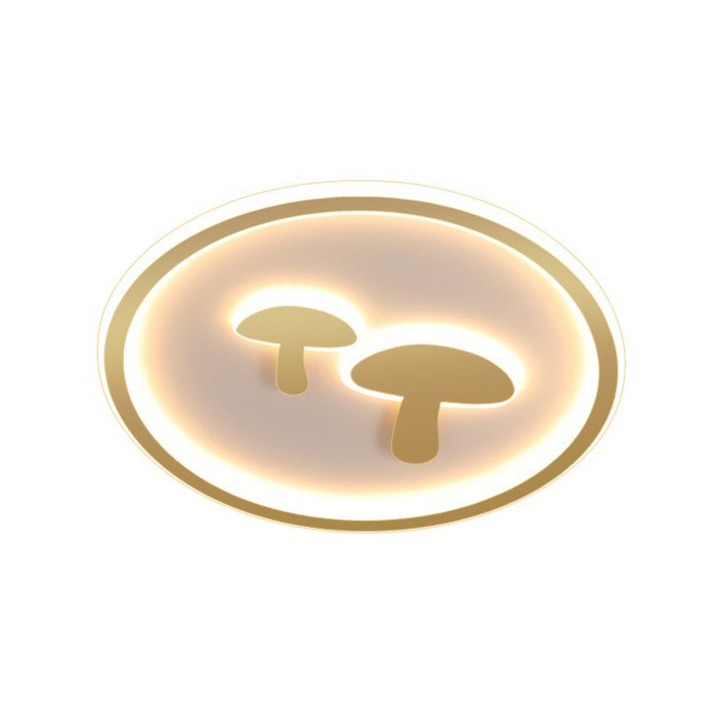 Cartoon Mushroom LED Flush Mount Light Acrylique Bedroom Flush Mount Ceiling Light with Halo Ring