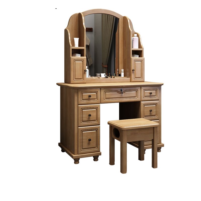 Traditional Solid Wood 60.23" High Vanity Set with Stool and Mirror