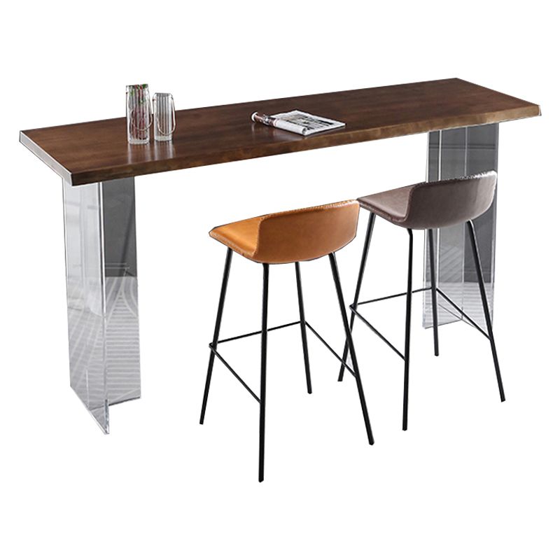 Restaurant Rectangle Wood Top Counter Table Acrylic Base Modern Bar Table