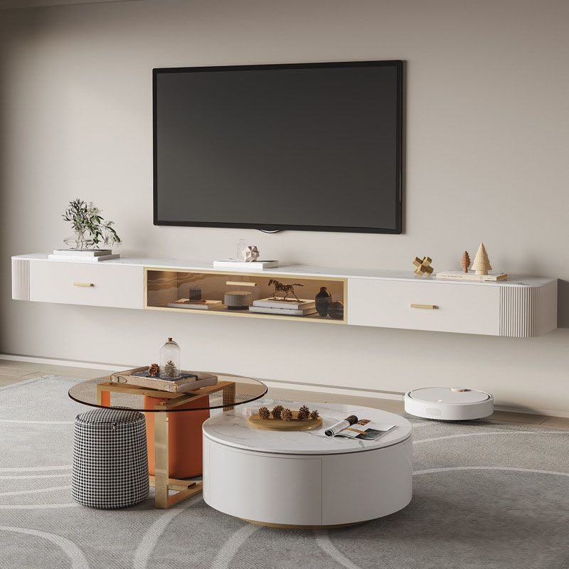 Glam TV Stand Console Enclosed Storage TV Console with 2 Drawers