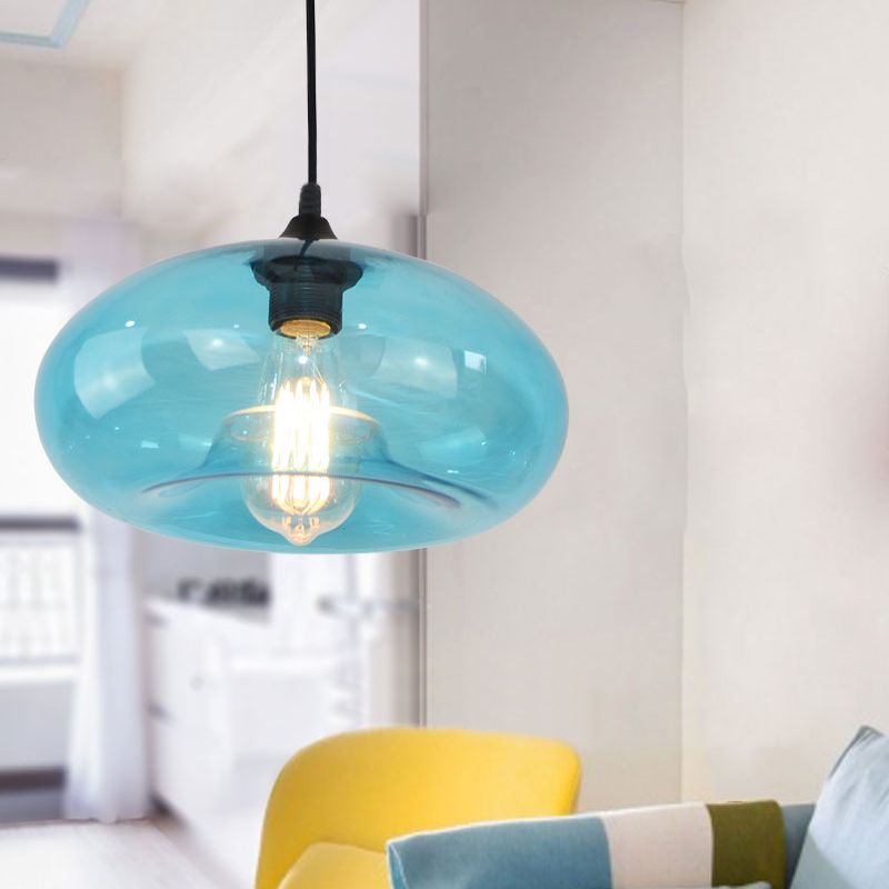 Donut Blue Glass Anhänger Beleuchtung Modernismus 1 Kopf Wohnzimmer Hängende Lampe