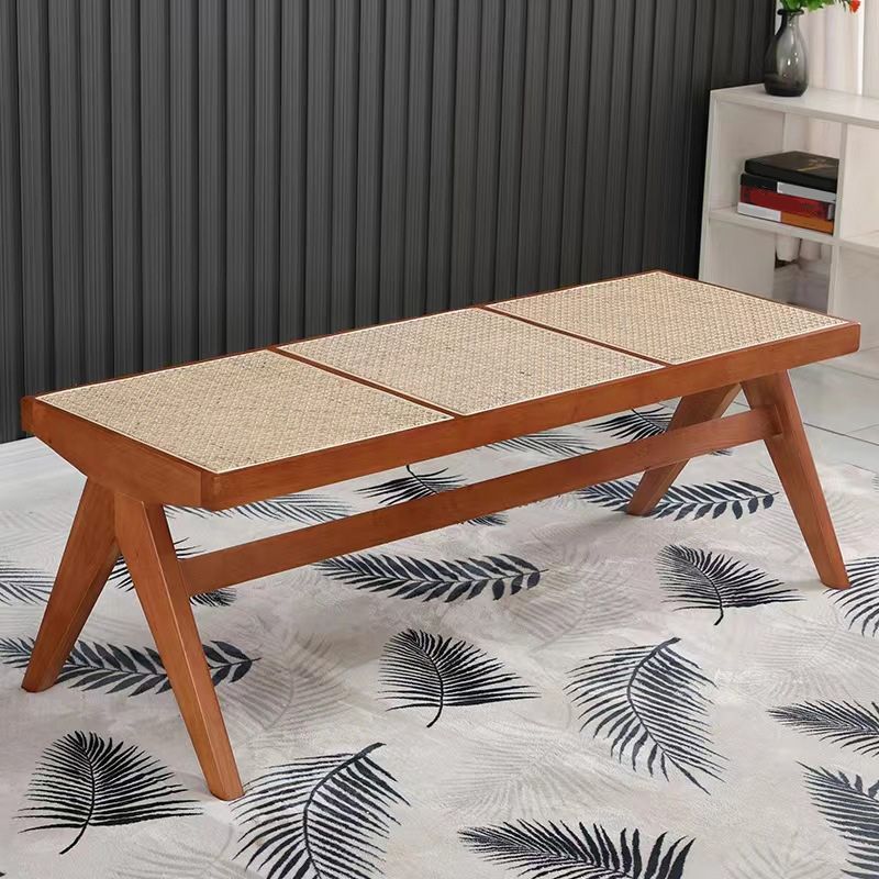 17.7"H Modern Bench Entryway and Bedroom Solid Wood Seating Bench with X-Legs