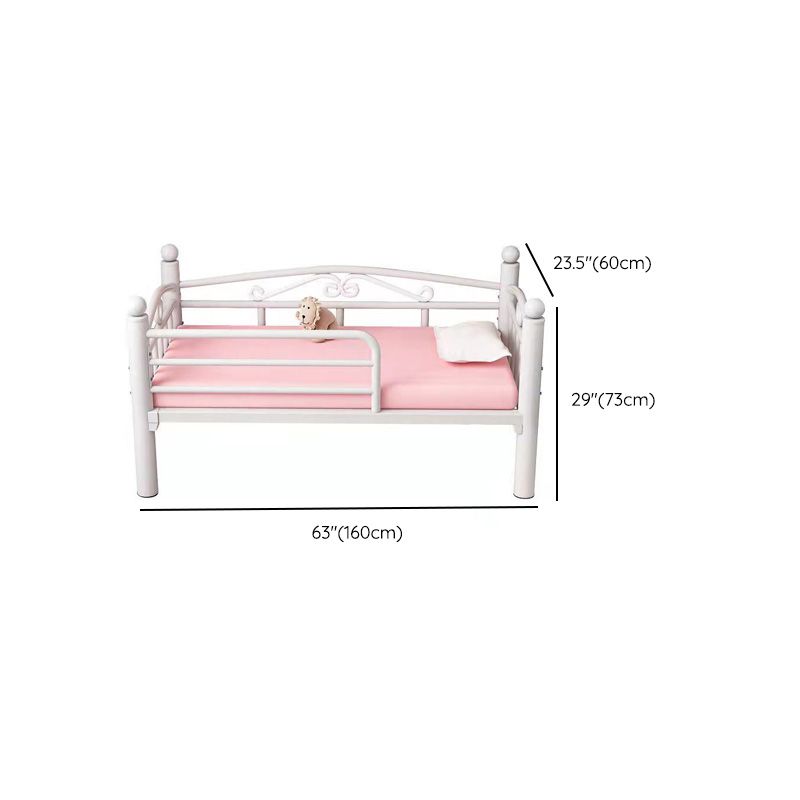 Contemporary Bed with Detachable Guardrails in Metal and White