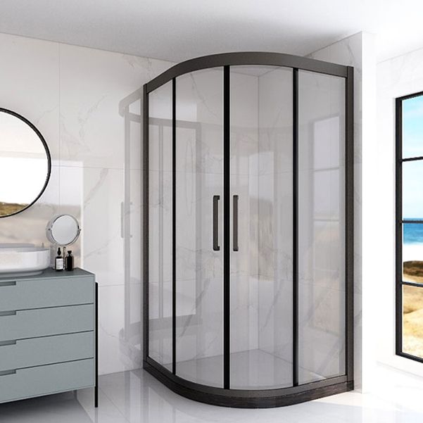 Black 304 Stainless Steel Shower Enclosure Clear Round Shower Stall