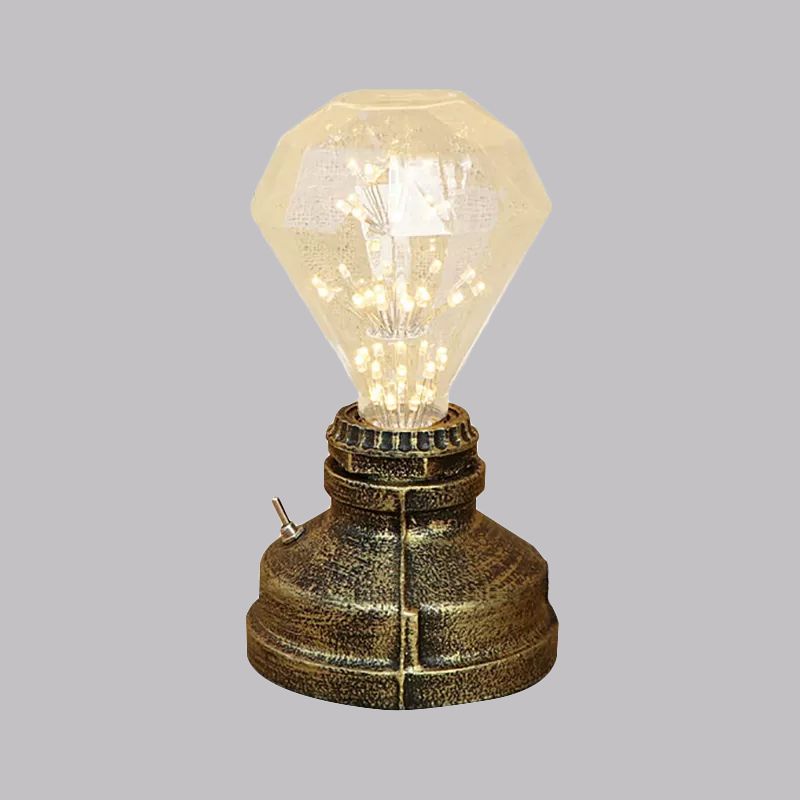 Bronze/Aged Brass 1 Head Table Lighting Industrial Wrought Iron Bare Bulb Standing Table Lamp with Plug In Cord