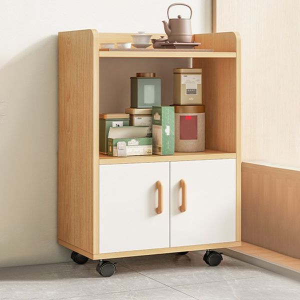 Contemporary Style Bookcase Open Back Bookshelf with Casters for Home Office