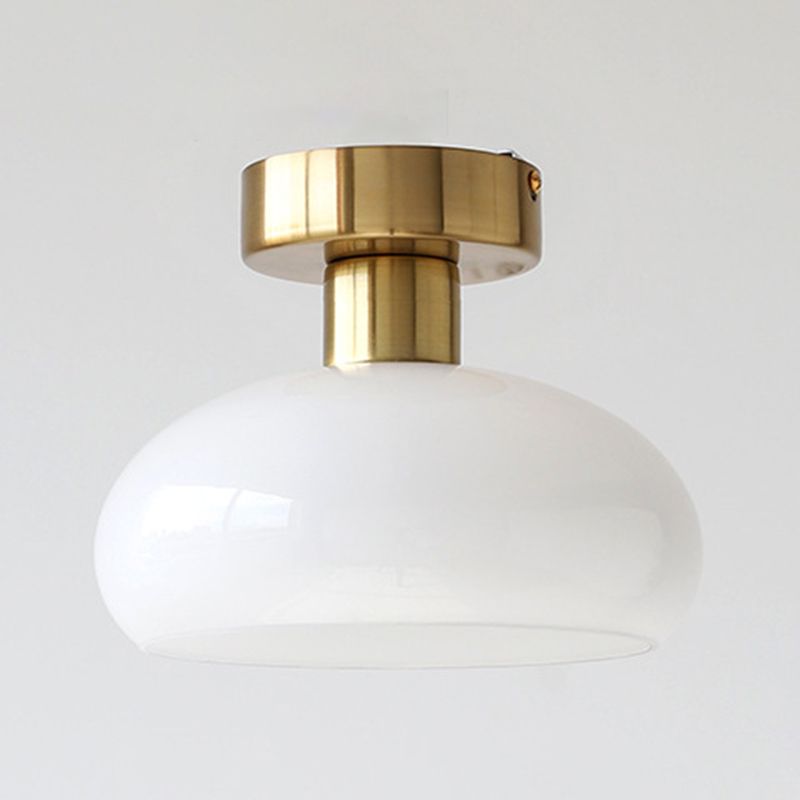 Modernism Glass Shaded Ceiling Light Golden/Chrome Flush Mount Lighting for Foyer