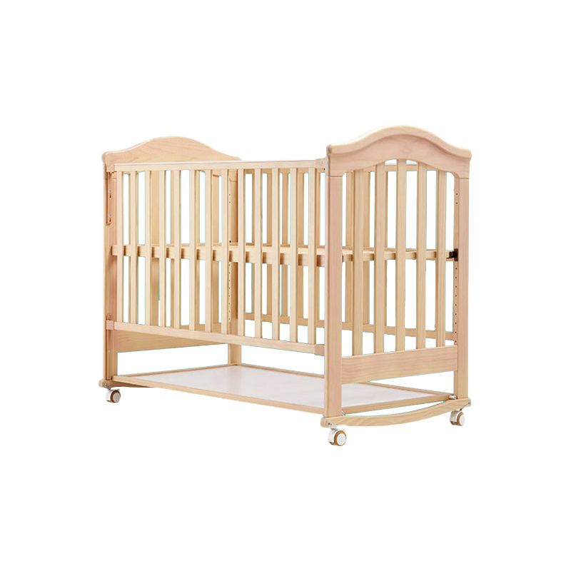 Scandinavian Guardrail Nursery Bed Solid Wood Baby Crib with Casters