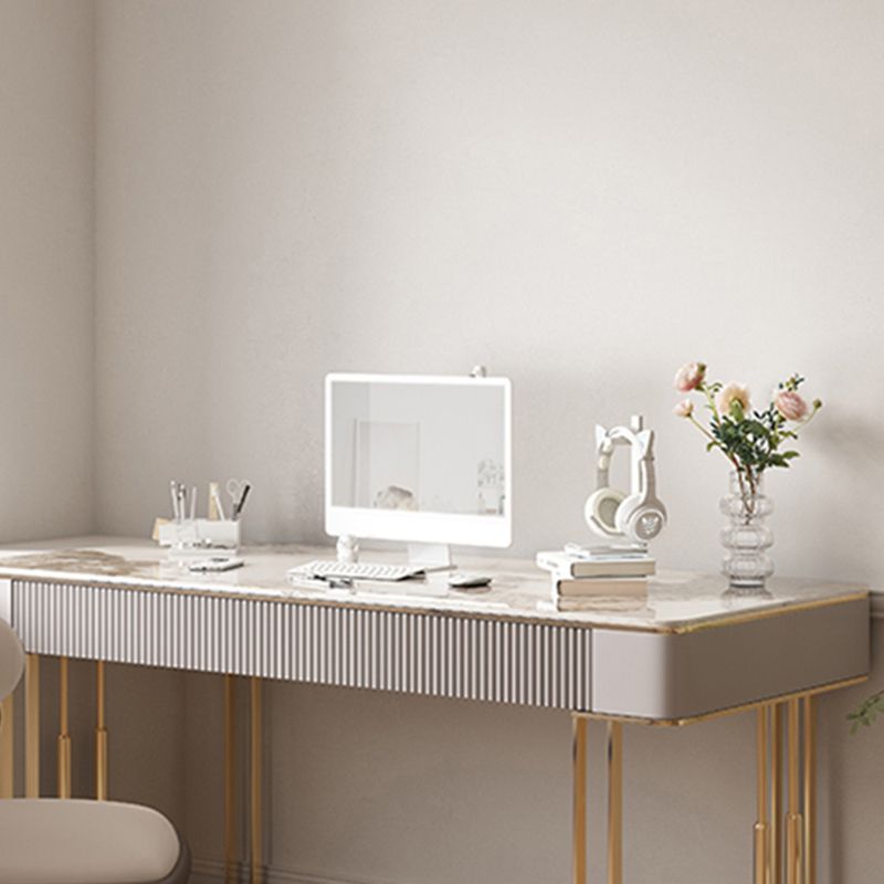 Simple Style Gold Base Office Desk Rectangular Home Writing Desk