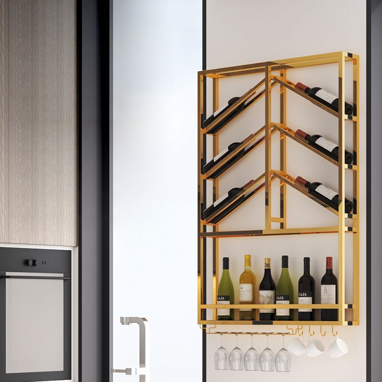 Luxury Style Stainless Steel Wall Mounted Wine Holder Rack in Gold