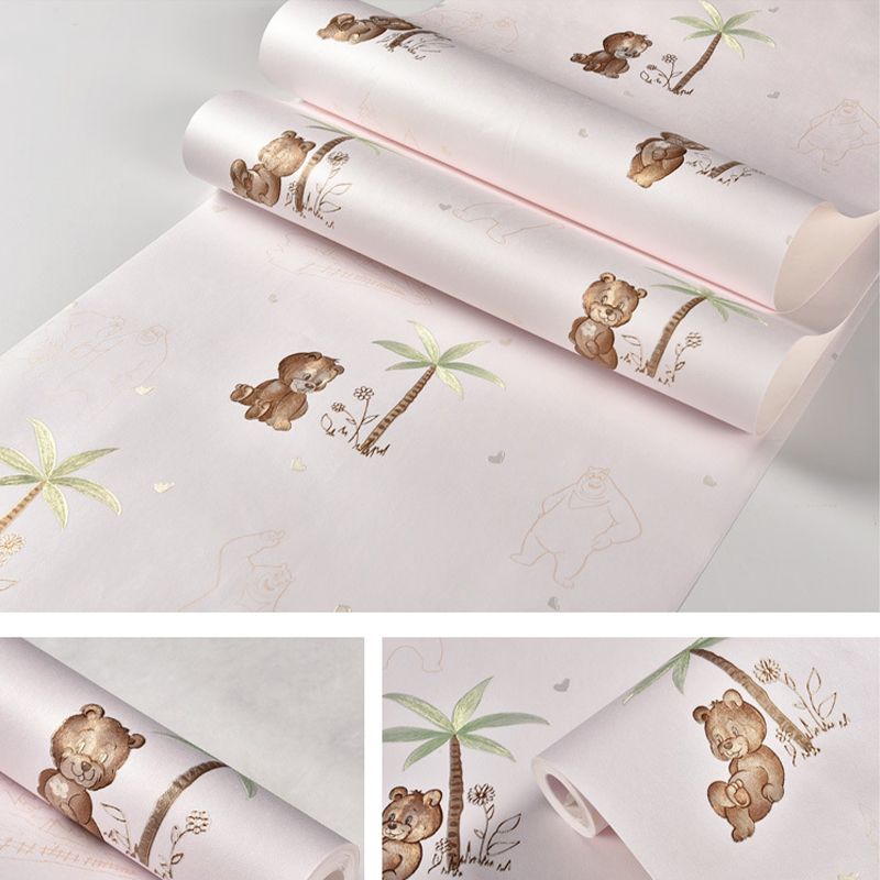 16.5-foot x 20.5-inch Decorative Self-Adhesive Teddy Bear and Tree Non-Woven Wallpaper for Children