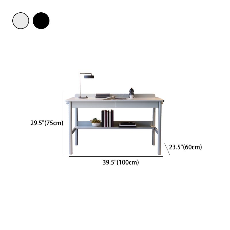 Grey / Black Office Desk Modern Rubberwood Task Desk with 4 Legs