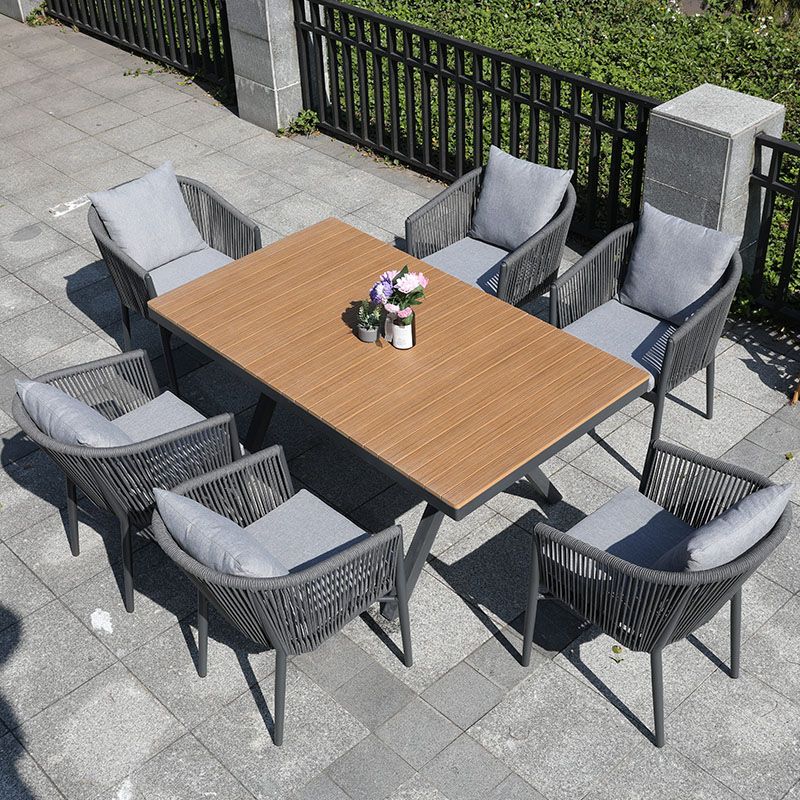 Contemporary Open Back Dining Armchair Black Patio Dining Armchair