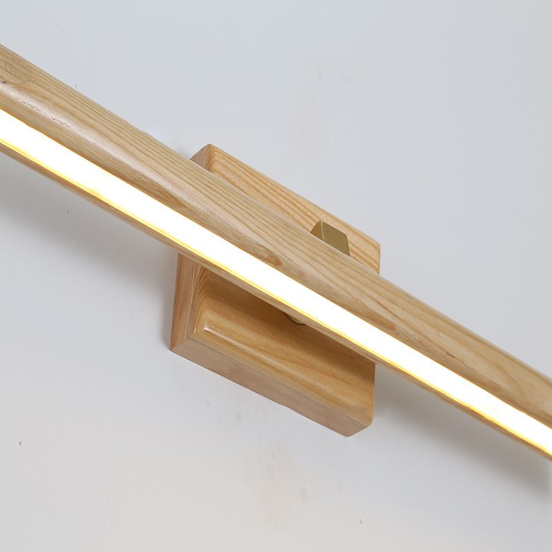 Simplicidad Mirror LED de madera Luz moderno Distondea de pared de tiras largas en beige