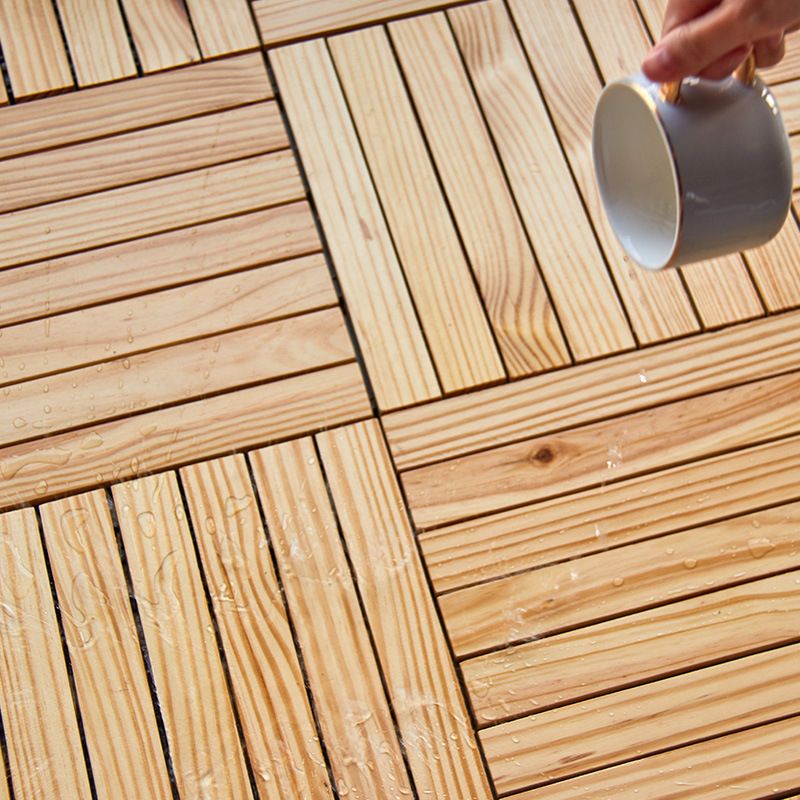 7-Slat Square Wood Patio Tiles Interlocking Installation Outdoor Patio Tiles