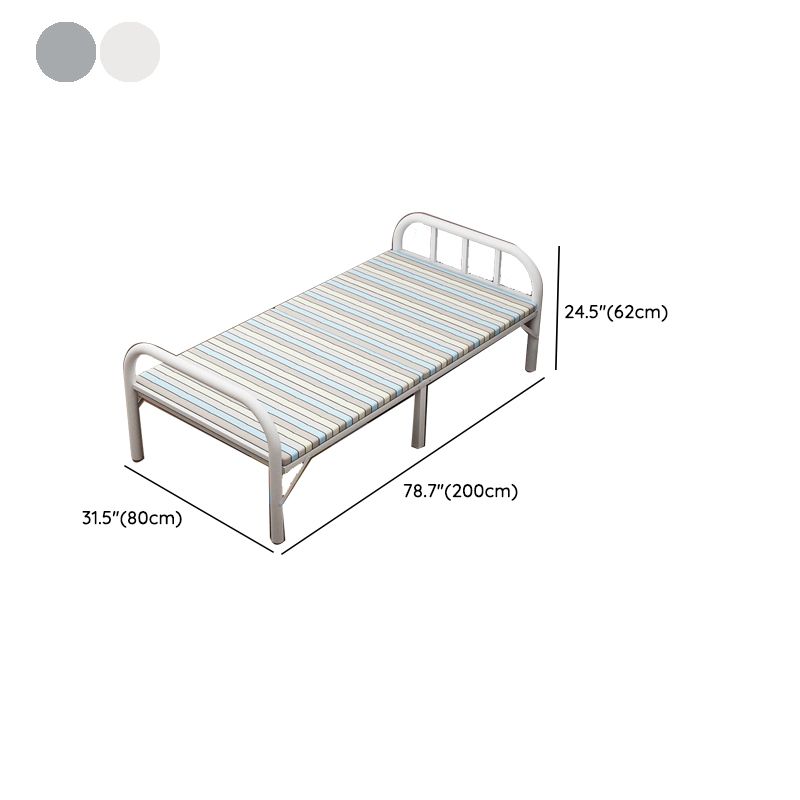 Scandinavian Standard Bed Metal Slat Headboard Kids Bed in White