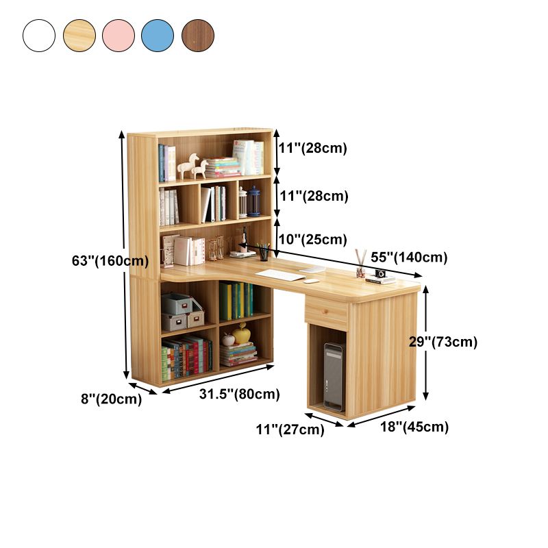 Contemporary Style Computer Desk Bedroom Writing Desk with Bookshelf