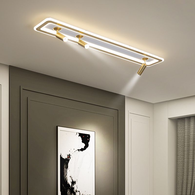 Metal Square Flush Ceiling Light Modern Multi-Lights Flush Ceiling Light Fixtures in Gold