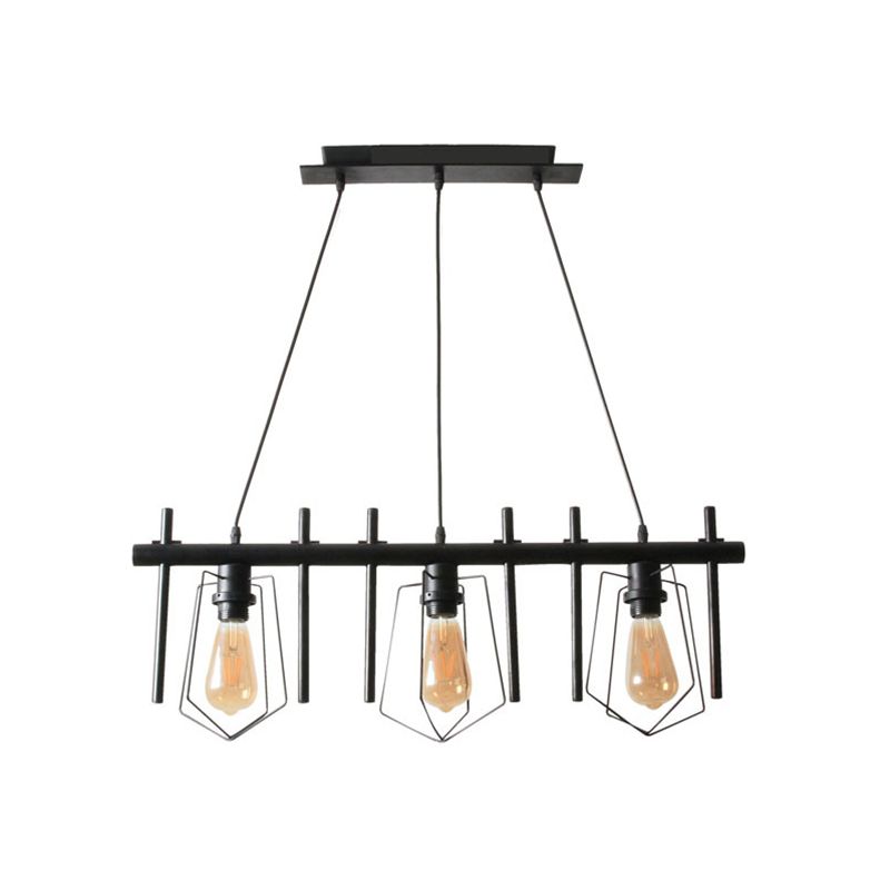 1/2/3-Bulb-Käfig-Anhänger Leicht Vintage Stylish Black Metall Hanging Leuchte mit Kabel zum Esstisch