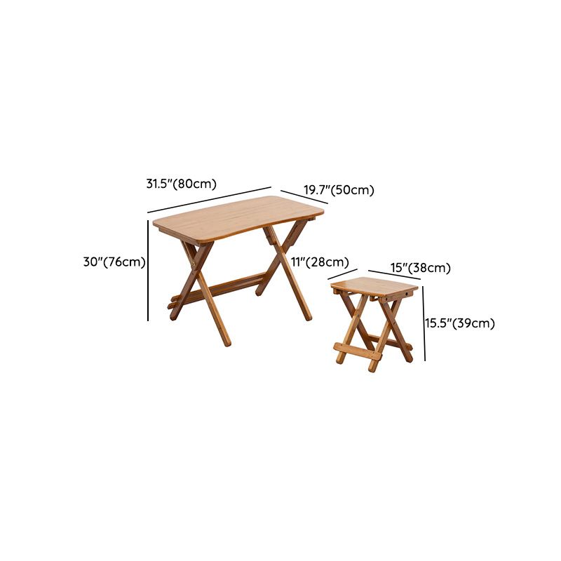 Natural Color Bamboo Writing Desk School Family Children Liftable Folding Study Table