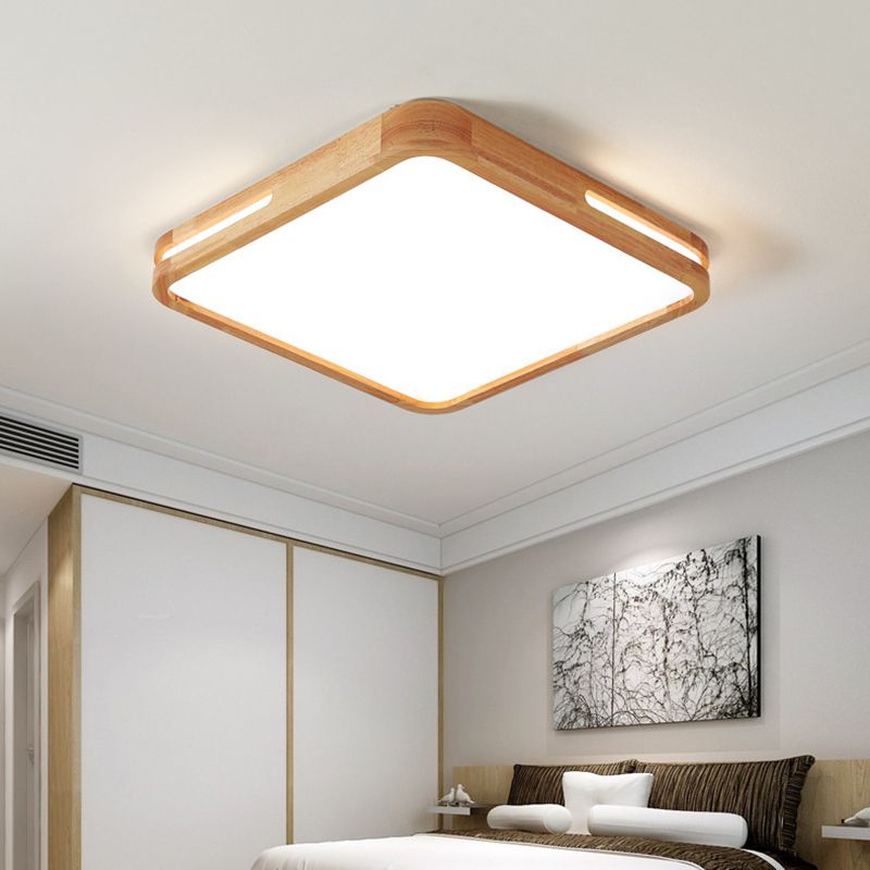 1 Light Geometric Flush Mount Contemporary Wood Ceiling Light