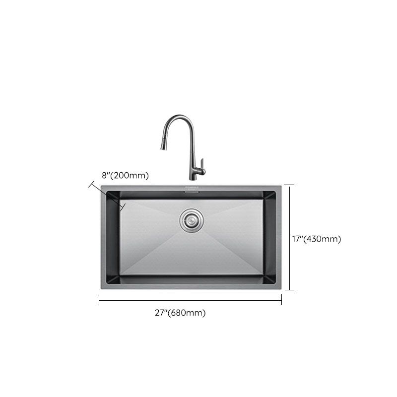 Contemporary Style Kitchen Sink Stainless Steel Kitchen Sink with Basket Strainer