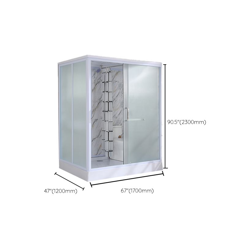 Contemporary Shower Stall Clear Framed Single Sliding Shower Stall with Ceiling