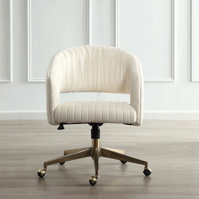 White Modern Swivel Chair Adjustable Seat Height Office Chair with Wheels