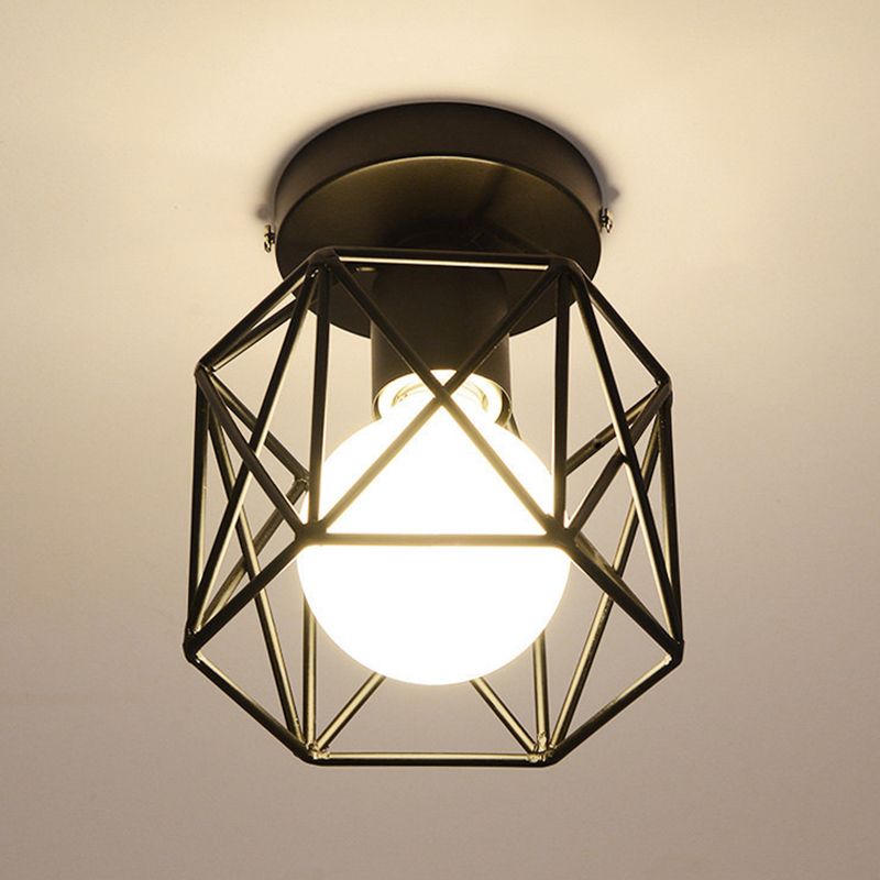 Modern Industrial Style Iron Frame Lampshade Ceiling Lamp for Bedroom