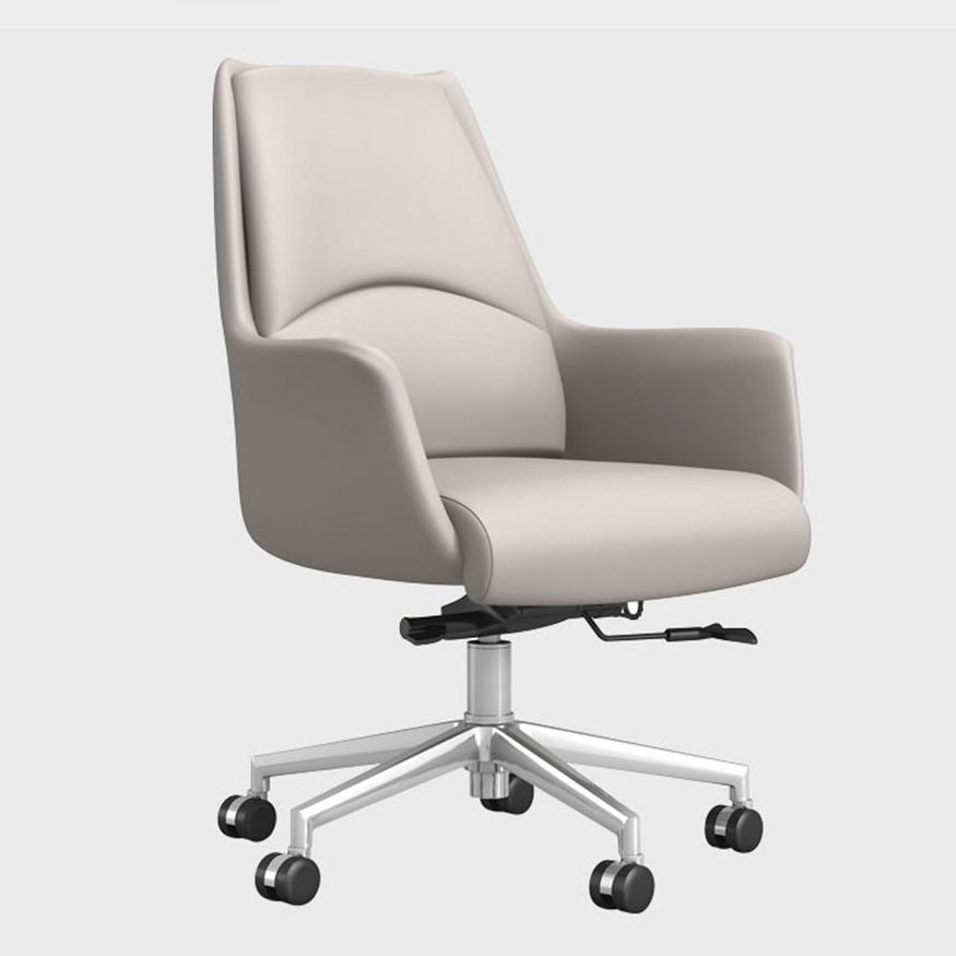 Modern Style Task Chair Leather Office Chair with Fixed Arms