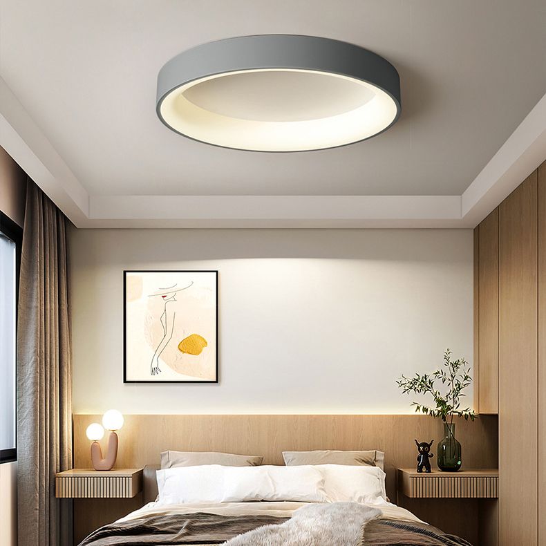 Nordic Style Round Ceiling Light Metal LED Flush Mount Light in Multicolor for Bedroom