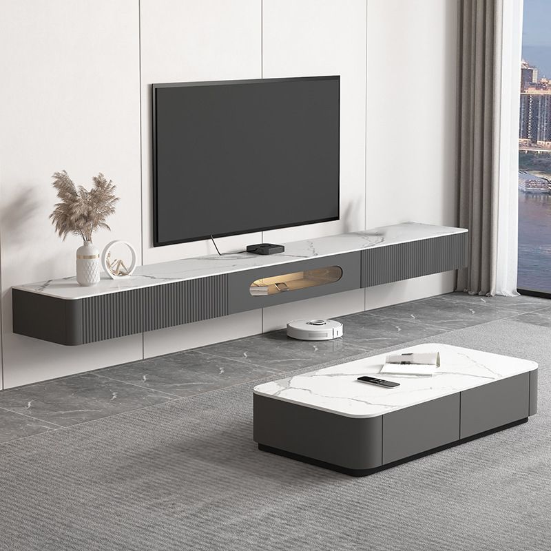 Modern TV Stand Enclosed Storage Wall-mounted TV Media Console with Drawers